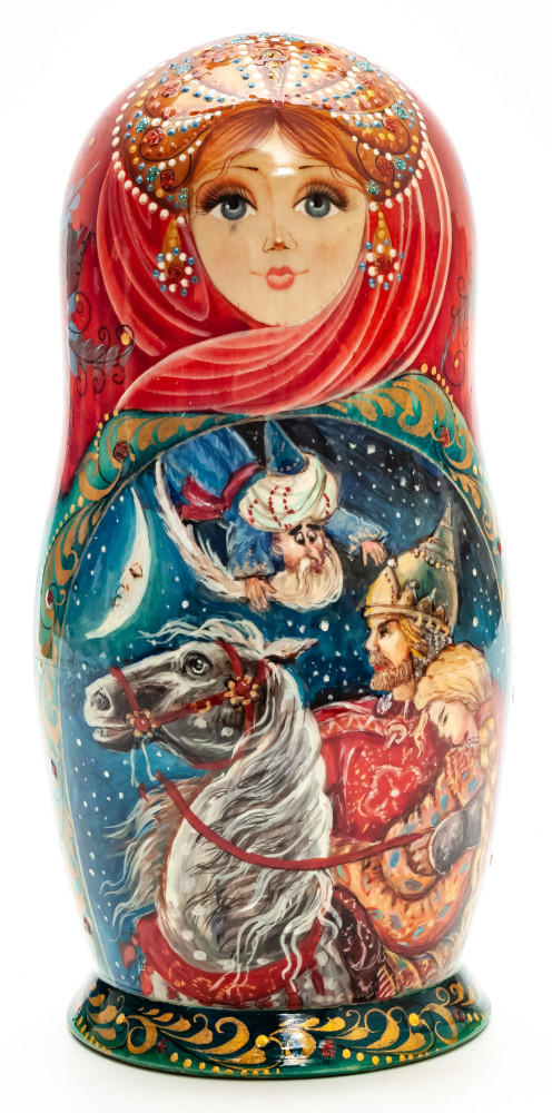 Shop Exclusive Nesting Dolls 180 mm Ruslan and Lyudmila hand painted on Wooden Matryoshka doll 5 pcs (by Natalia Crafts) online at Skazka.site | Eligible for fast shipping and free returns. 180 mm Ruslan and Lyudmila hand painted on Wooden Matryoshka doll 5 pcs (by Natalia Crafts)