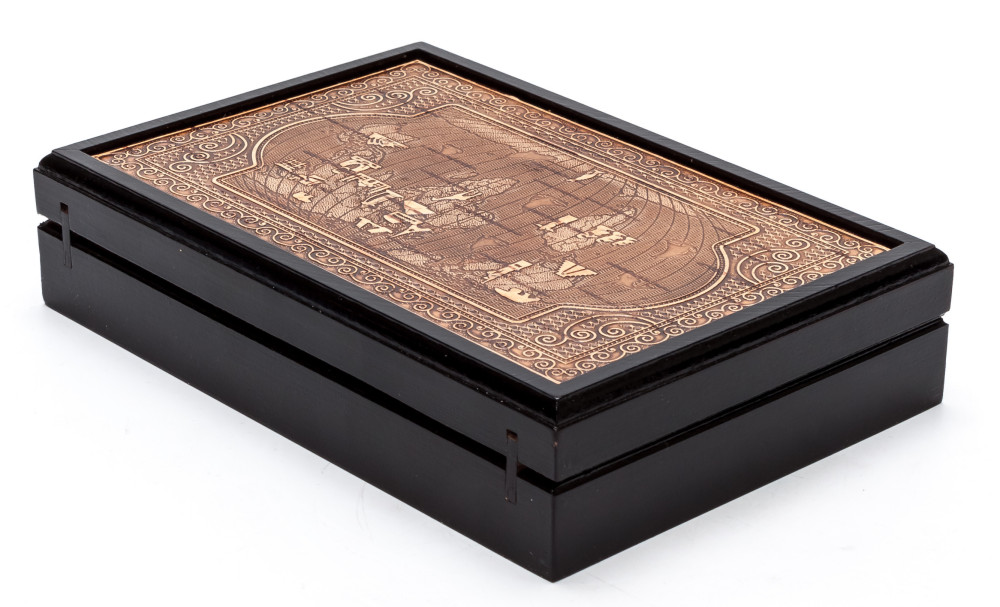 120x170 mm World Map hand made Birchbark Jewelry Box (by Maxim Birch)