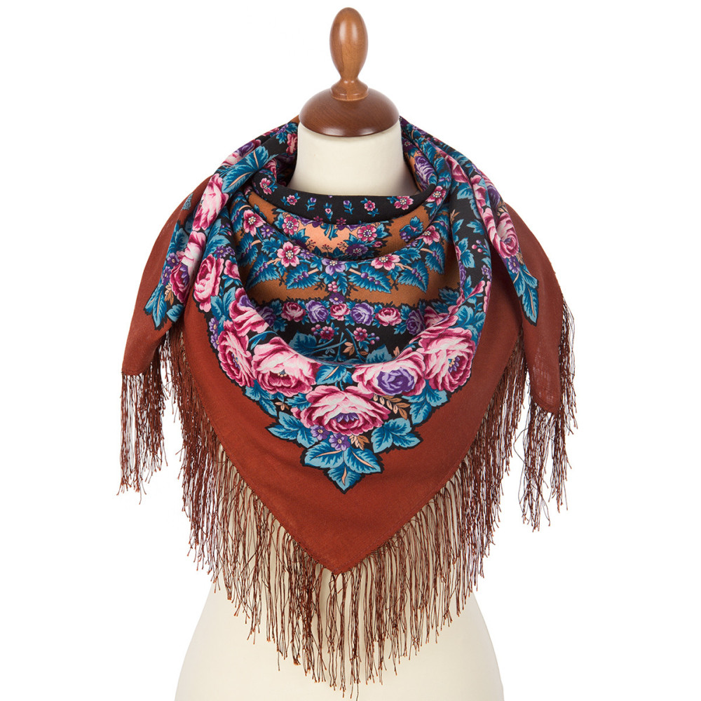 Shop Woolen Scarves with Silk Fringe 89x89 cm The Night is Bright Pavlovo Posad Woolen Scarf with Silk Fringe, drawing: 1837, drawing author: Zhukova Elena online at Skazka.site | Eligible for fast shipping and free returns. The Night is Bright Pavlovo Posad Woolen Scarf with Silk Fringe, drawing: 1837, drawing author: Zhukova Elena