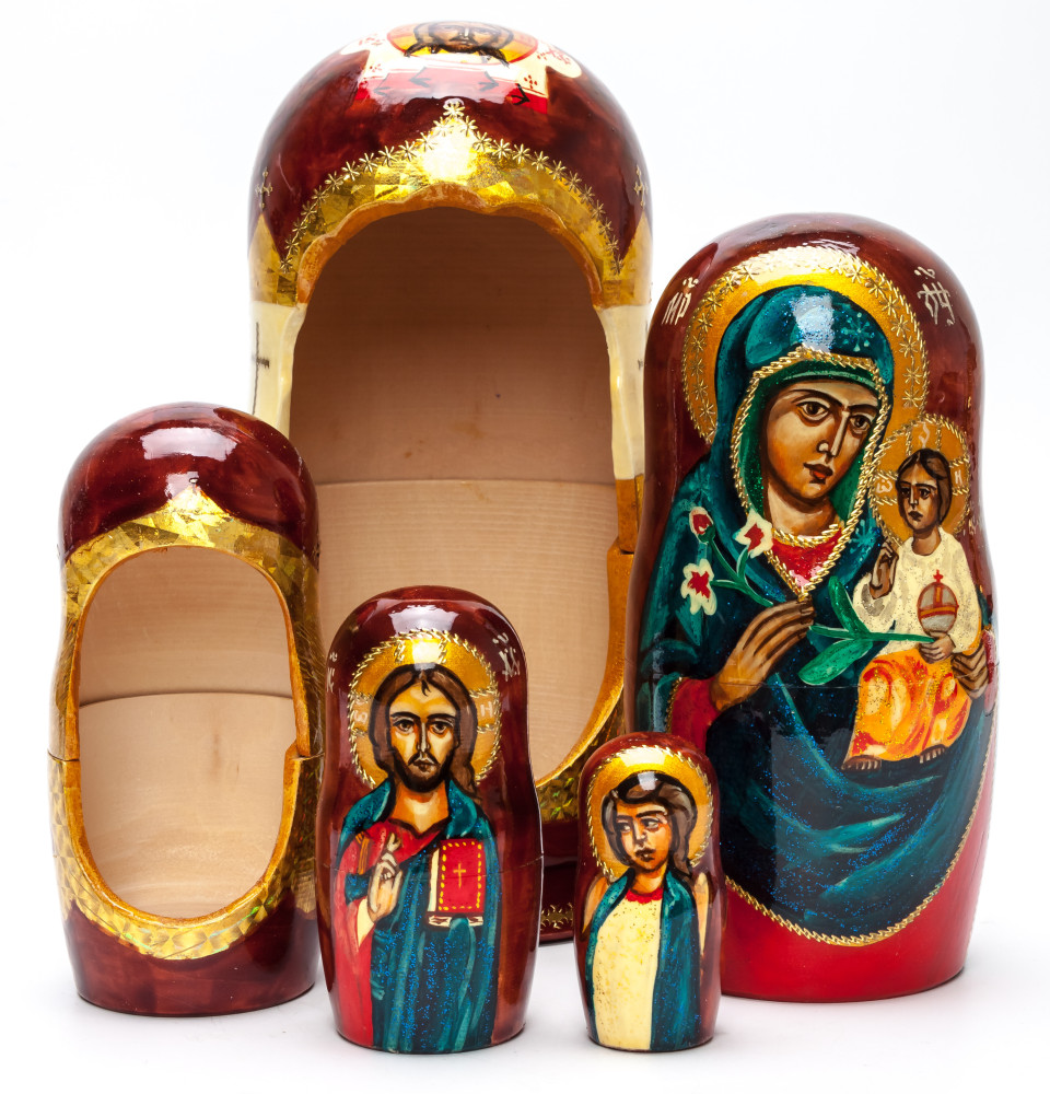 200 mm Unfading Flower Godmother hand painted wooden Matryoshka doll 5 pcs (by Ludmila Icon Paintings)
