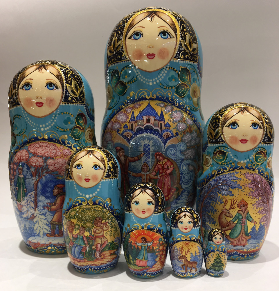 230 mm Snowmaiden Fairy tale hand painted wooden Matryoshka doll 7 pcs (by A Studio)