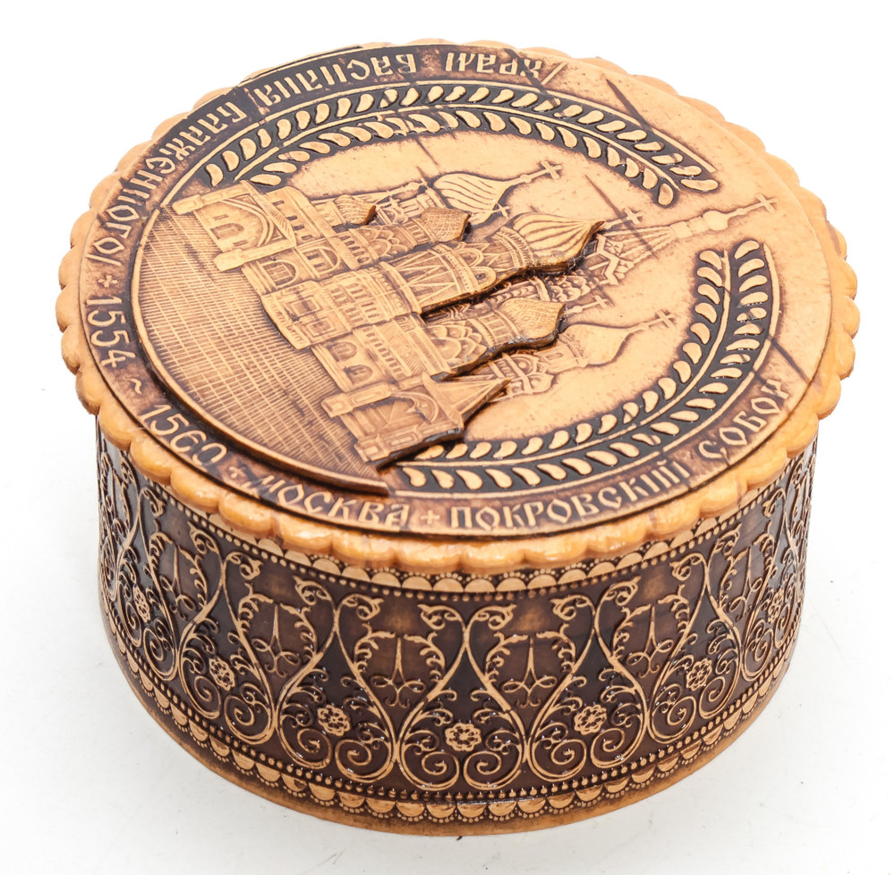  d 80 mm Saint Basil Cathedral hand made Birchbark Jewelry Box (by Maxim Birch)