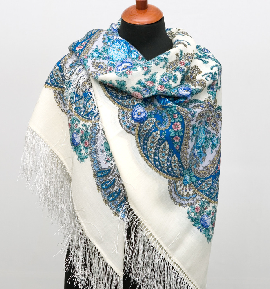 Shop Woolen Scarves with Silk Fringe 125x125 cm Платок «Весенний ручеек» online at Skazka.site | Eligible for fast shipping and free returns. Платок «Весенний ручеек»