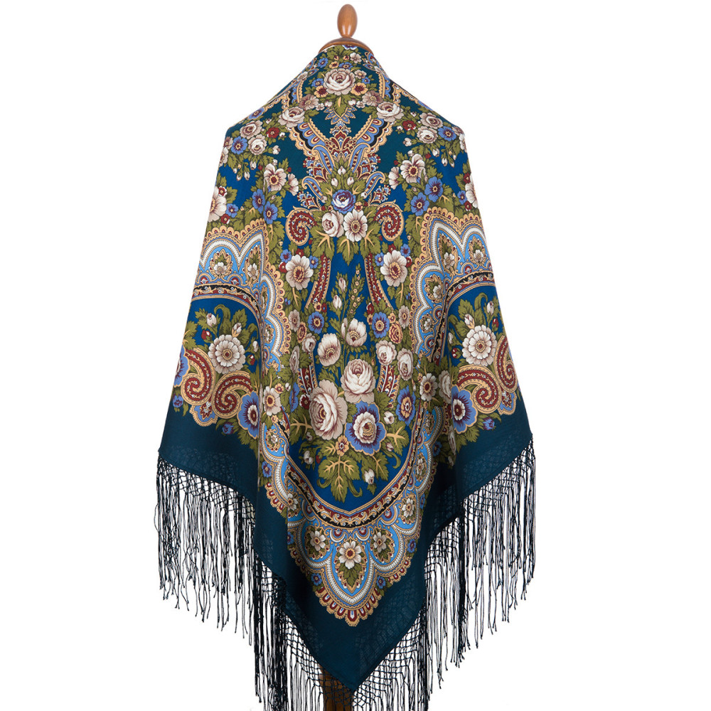 Shop Thick Woolen Fabric Shawls with Silk Fringe 148x148 cm Шаль «Посадский» online at Skazka.site | Eligible for fast shipping and free returns. Шаль «Посадский»