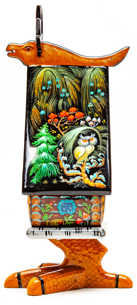 200x90mm The Hut on the Chicken Legs hand painted lacquered box from Palekh (by Pavel Studio)
