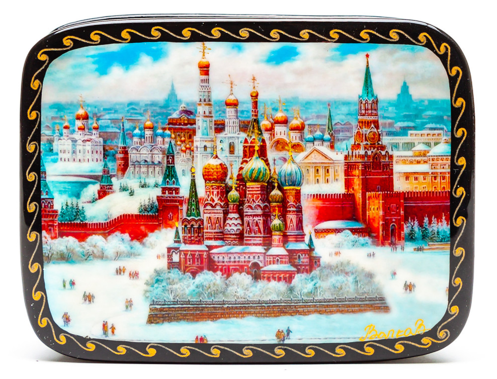 110x80mm Moscow Kremlin Hand Painted Jewellery Box