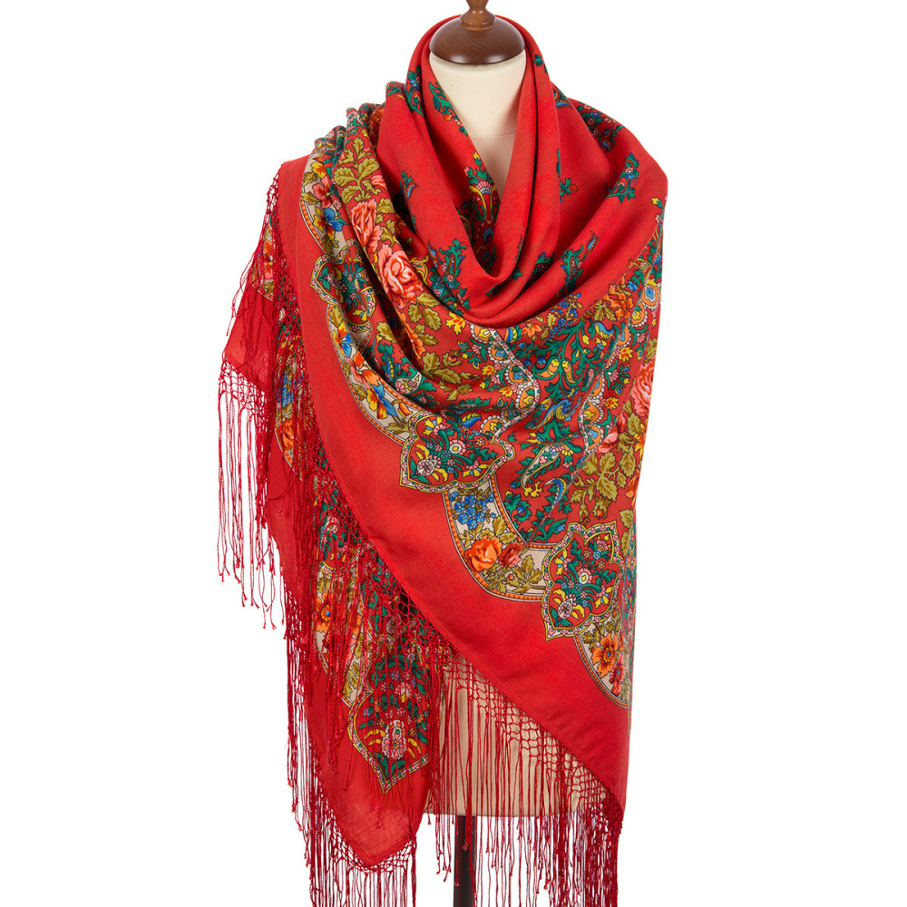 Shop Thick Woolen Fabric Shawls with Silk Fringe 148x148 cm Шаль «Медальоны» online at Skazka.site | Eligible for fast shipping and free returns. Шаль «Медальоны»