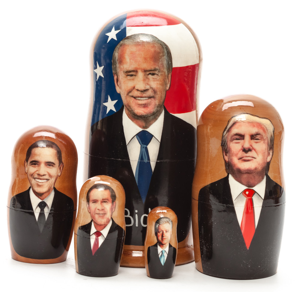 180 mm Joe Biden Handmade wooden Matryoshka Nesting Doll 5 pcs (by 3A Studio)