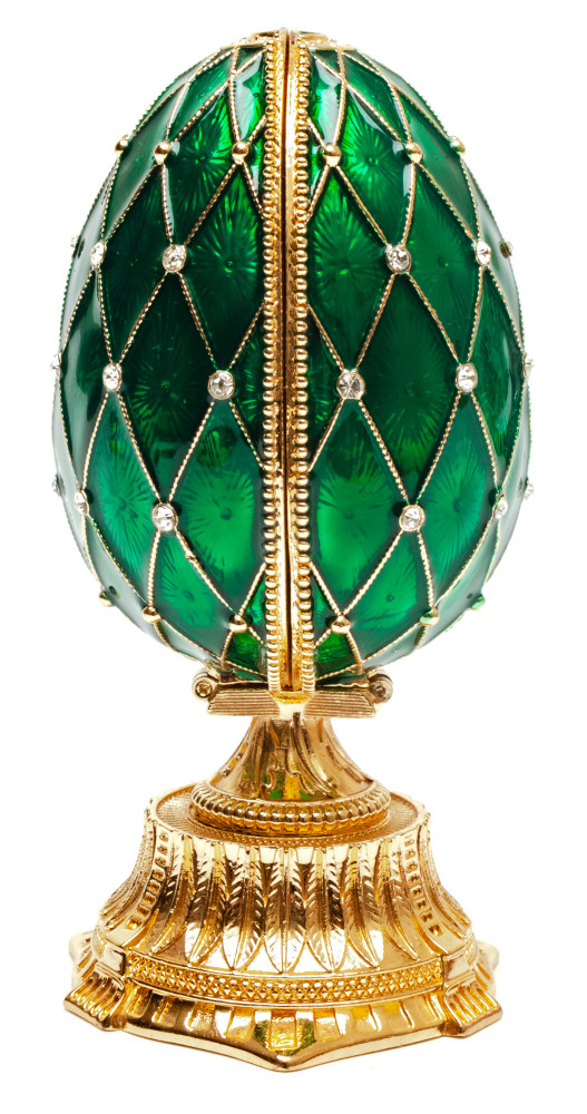 115 mm The Saint Basil Cathedral Green Easter Egg with the Figure inside