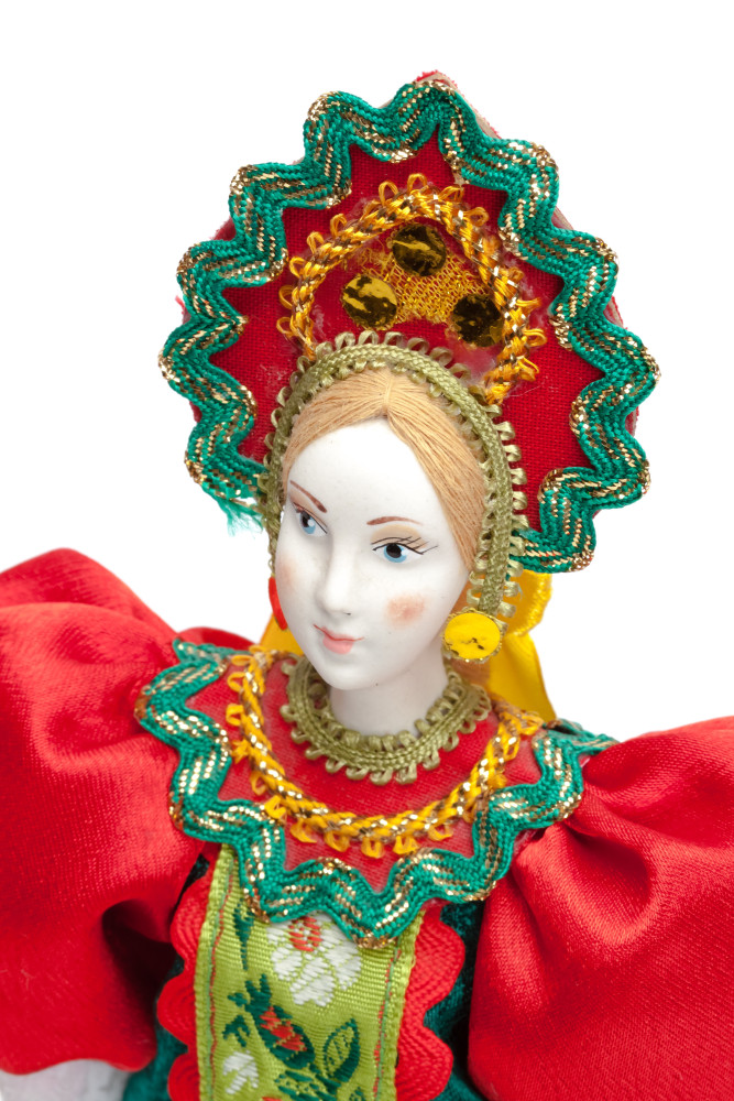 Porcelain Doll in a Russian Dress and Kokoshnik - 11 Inches (by Le Russe)