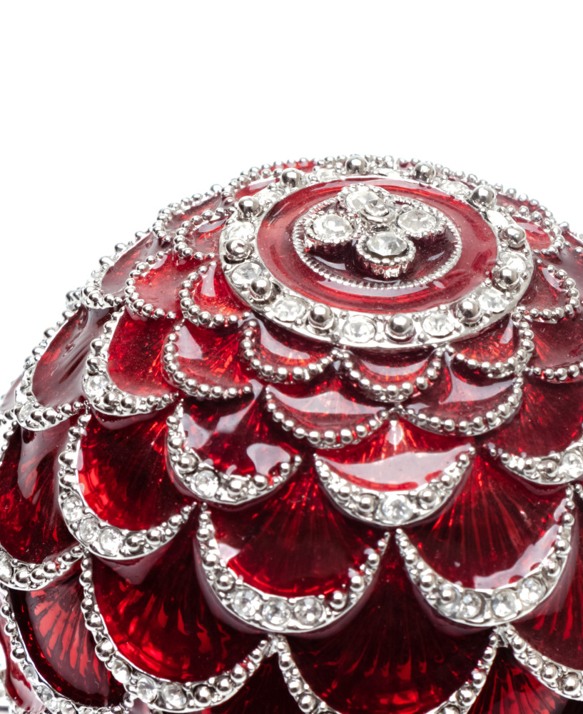 92 mm Red Pine Cone with Clock inside Easter Egg