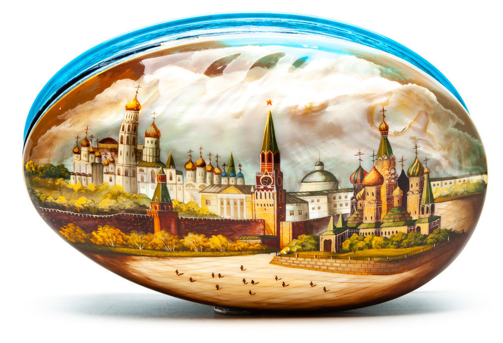 200x130mm Moscow Kremlin hand painted on pearl shell lacquered box from Fedoscino (by Mihail Studio)