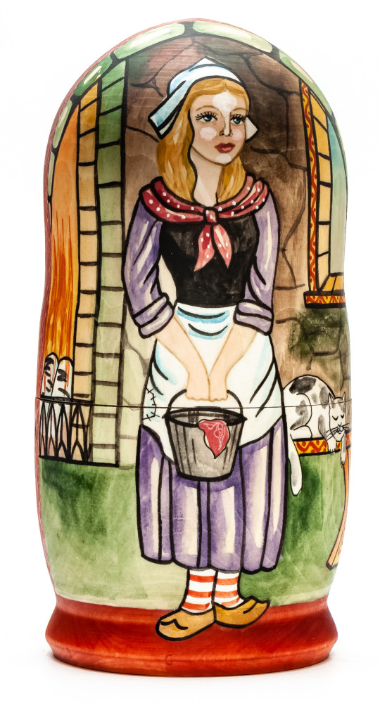 180 mm Cinderella hand painted on wooden Matryoshka doll 5 pcs (by Alexander Famous Paintings Studio)