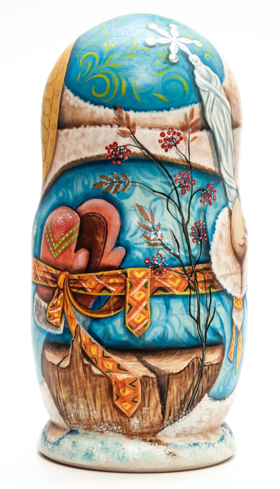 160 mm Santa Claus hand painted wooden Matryoshka doll 5 pcs (by A Studio)