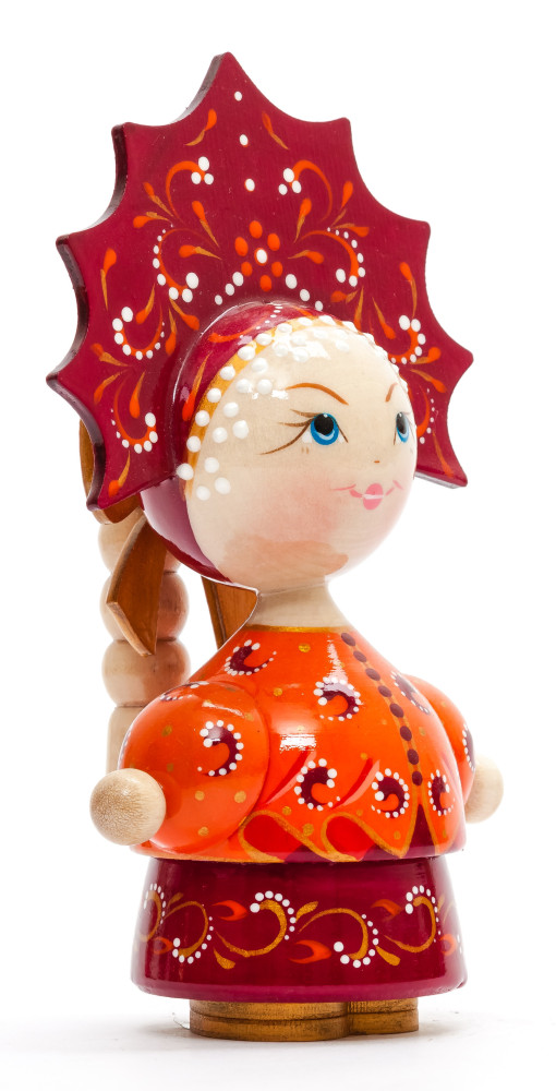 140 mm Russian Girl in Kokoshnik hand painted Wooden Doll (by Summer Shine)