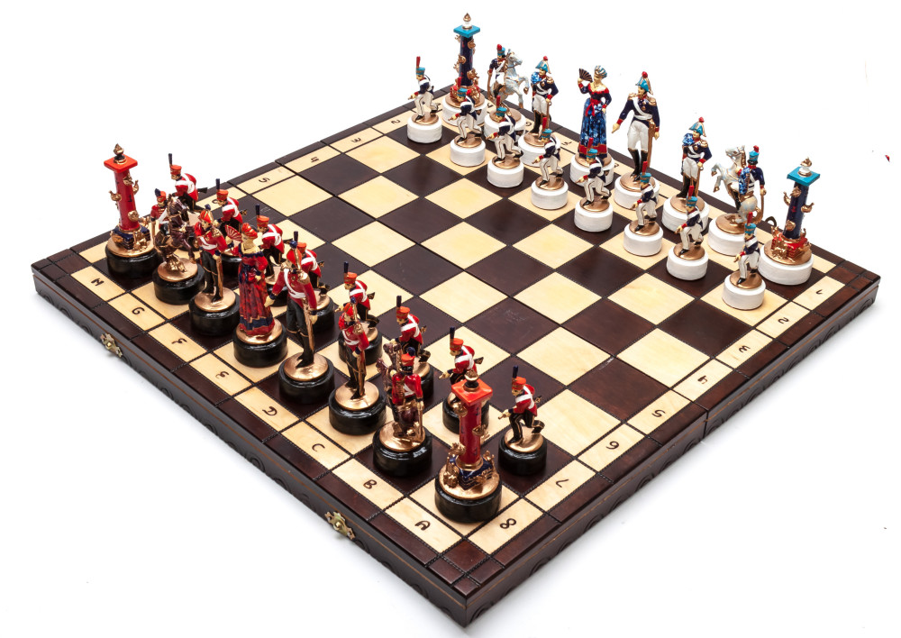 490x490 mm The Battle of Borodino handpainted figures on wooden Chess Board (by Fyodor Chess Studio)