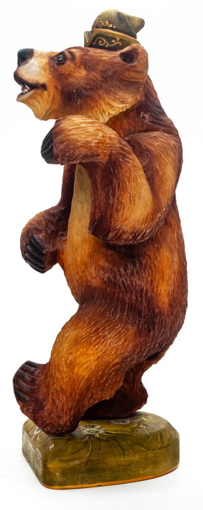 220mm Bear  hand painted Wooden Statue (by Karpova Nadezda)