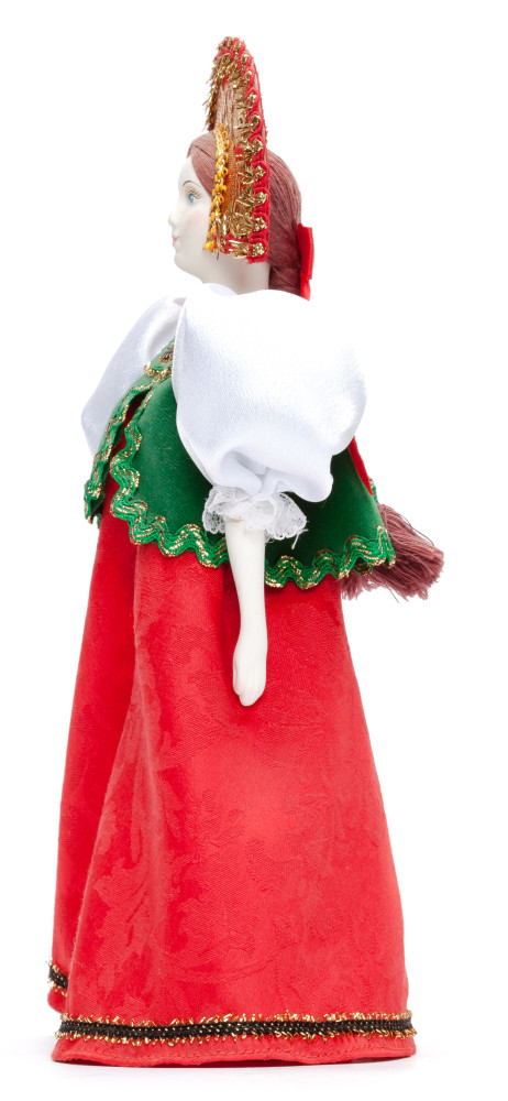 Porcelain Doll in a Russian Dress and Kokoshnik - 11 Inches (by Le Russe)