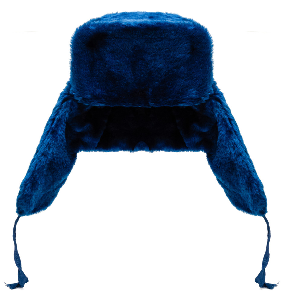 Russian Fur Ushanka Winter Hat (blue, any size)