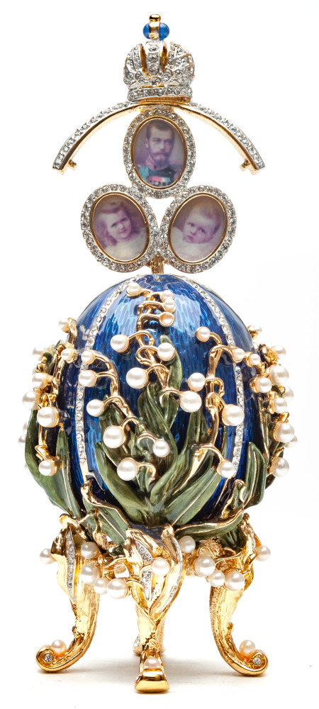 160 mm The Lilies of the Valley Dark Blue Easter Egg