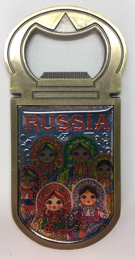 40x90 mm Russian Matryoshka Bottle Opener Fridge Magnet (by AKM Gifts)