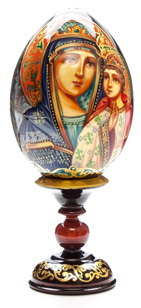 140 mm Kazanskaya Godmother hand painted on wooden egg (by Hamlet Crafts)