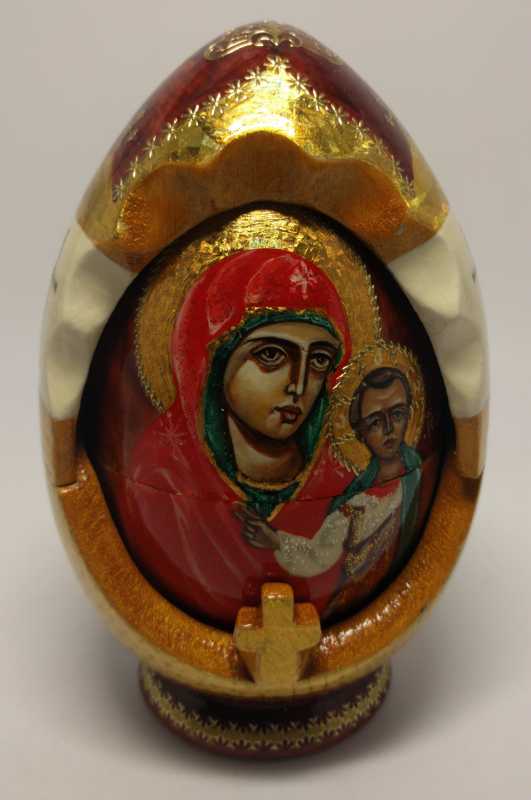 160 mm Kazanskay Godmother Icon hand painted and carved wooden Matryoshka doll 5 pcs ( by Ludmila Icon Paintings )