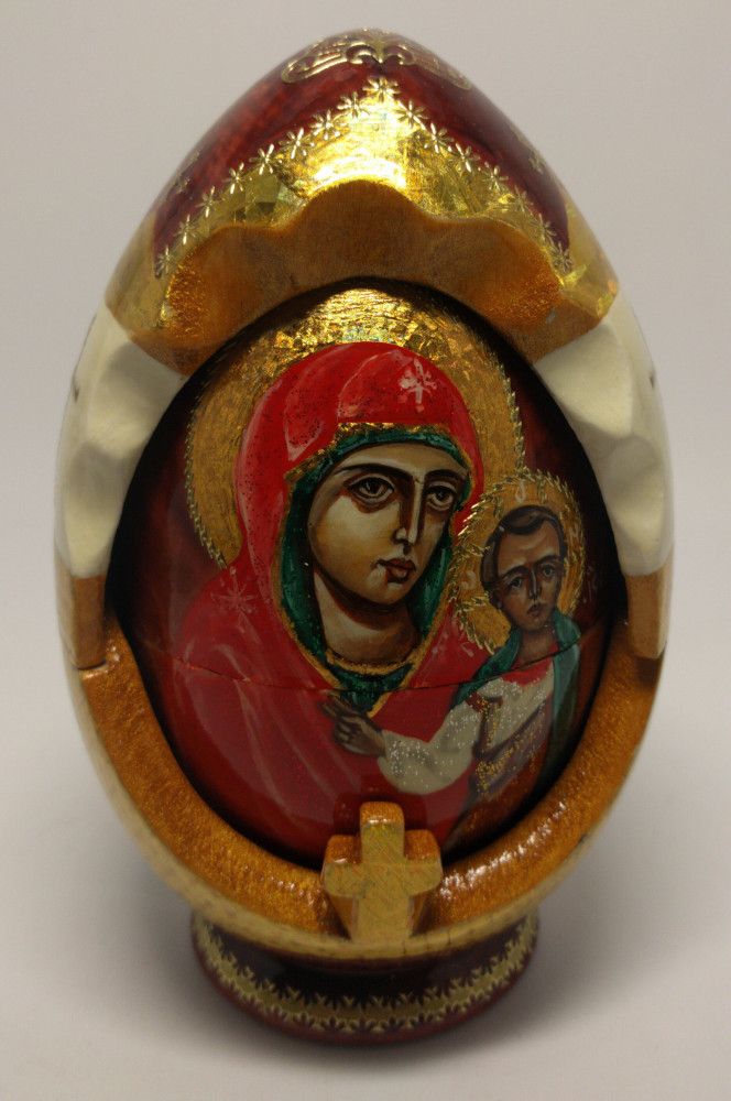 160 mm Kazanskay Godmother Icon hand painted and carved wooden Matryoshka doll 5 pcs ( by Ludmila Icon Paintings )