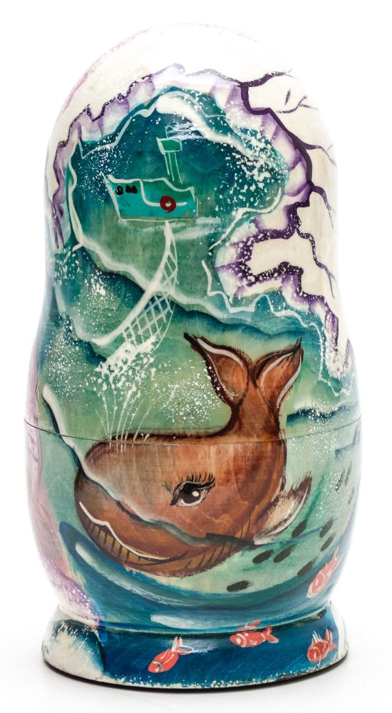 160 mm Escimo Girl with Bears hand painted on Wooden Matryoshka doll 5 pcs (by Valeria Crafts)