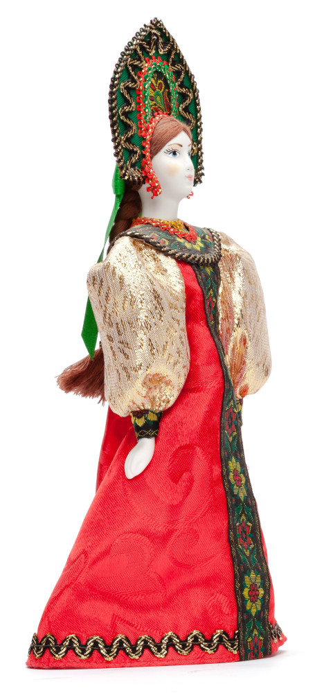 Porcelain Doll in a Russian Dress and Kokoshnik - 11 Inches (by Le Russe)