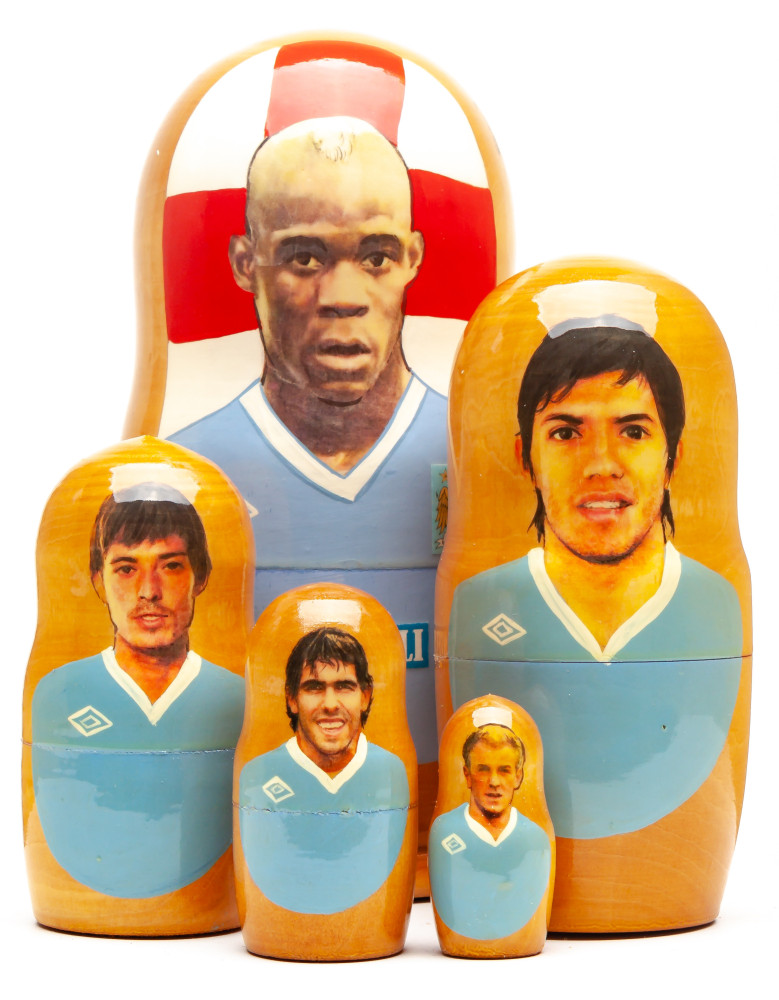 180mm Mario Balotelli from Machester City Hand Painted Matryoshka Doll 5 pcs (by Konstantin Studio)