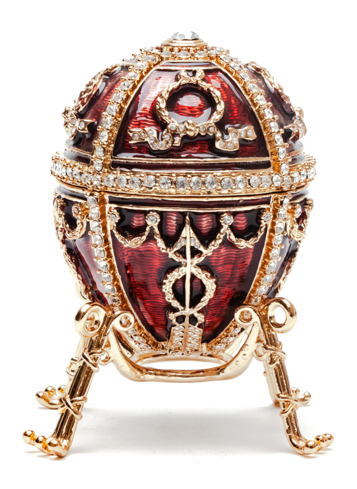 80 mm Burgundy Easter Egg with the Flower and the Pendant