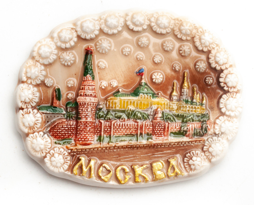 65x50 mm Moscow Kremlin and River Ceramic Fridge Magnet (by Skazka)