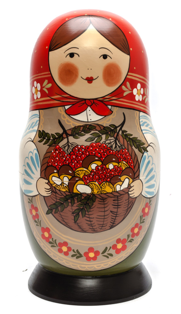 Shop Exclusive Nesting Dolls 260 mm Maiden with the Basket of Berries Mushrooms hand painted Traditional Russian Wooden Matryoshka doll 10 pcs (by Sergey Malyutin) online at Skazka.site | Eligible for fast shipping and free returns. 260 mm Maiden with the Basket of Berries Mushrooms hand painted Traditional Russian Wooden Matryoshka doll 10 pcs (by Sergey Malyutin)