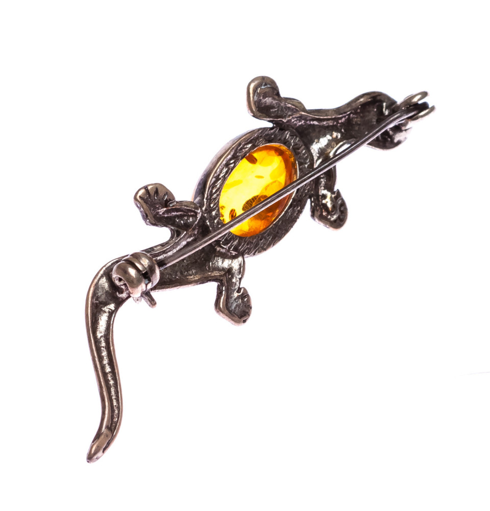 4 g Lizard Baltic Amber Brooch