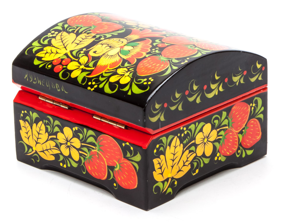 90x90 mm Khokhloma Painting Jewellery Wooden Box