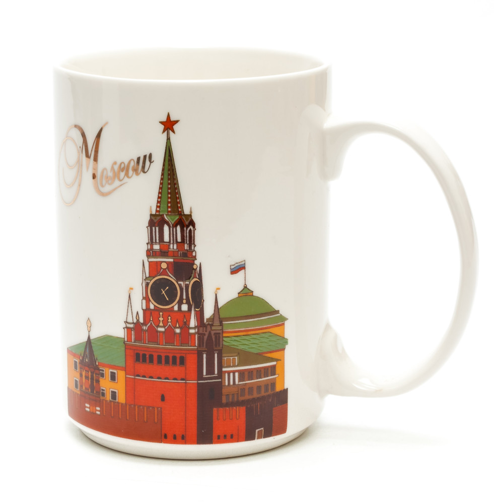Moscow Saint Basil Cathedral Spasskaya Tower Porcelain Mug