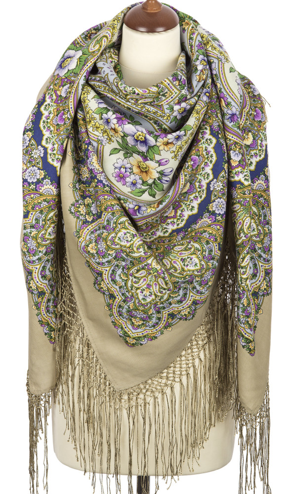 Shop Thick Woolen Fabric Shawls with Silk Fringe 148x148 cm Шаль «Идиллия» online at Skazka.site | Eligible for fast shipping and free returns. Шаль «Идиллия»