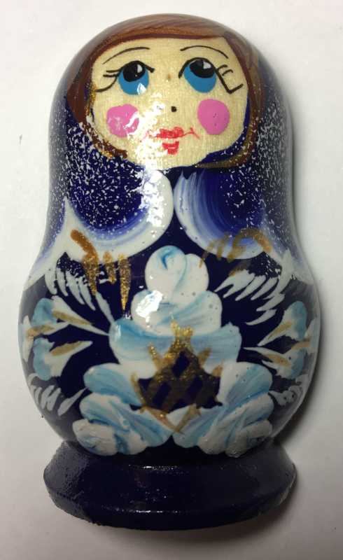 40x60 mm Gzhel Patterns Hand Painted Russian Doll fridge magnet (by Elena Maidan Dolls Crafts)