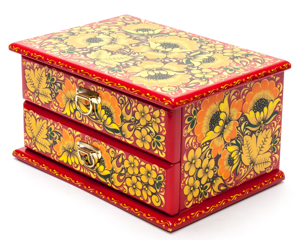 170x130 mm Khokhloma Painting Jewellery Wooden Box