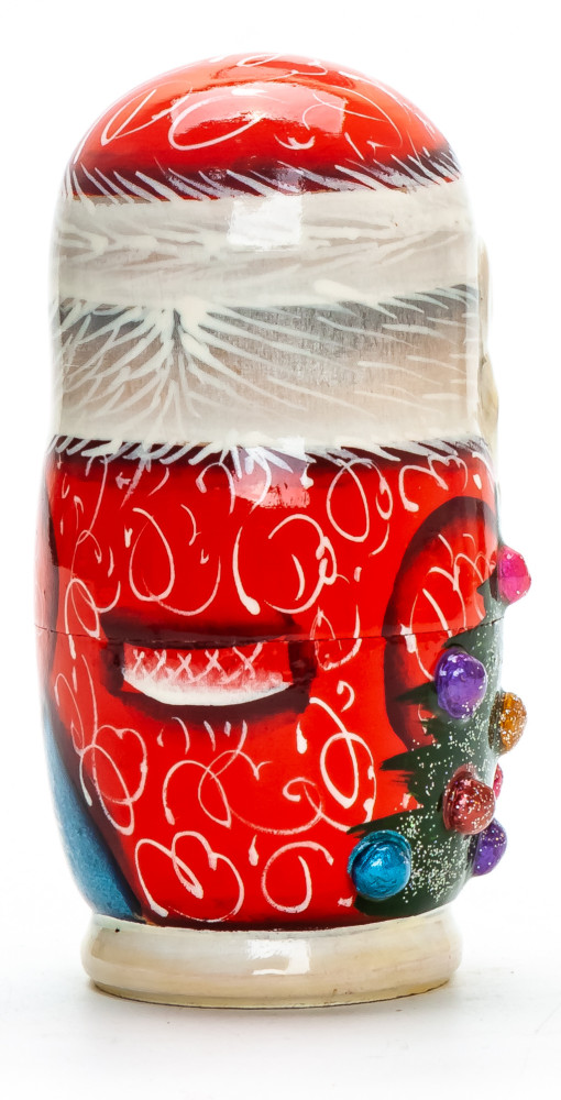 100 mm Santa Claus with a Bag hand painted wooden Matryoshka Doll 5 pcs (by A Studio)