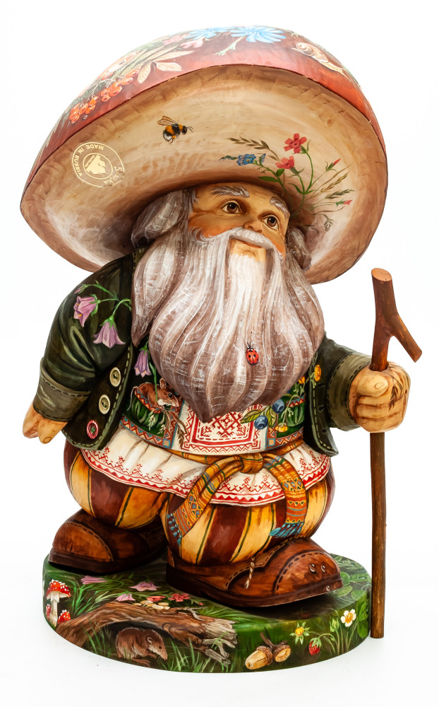 300 mm Mushroom hand painted Wooden Statue (by Karpova Nadezda)