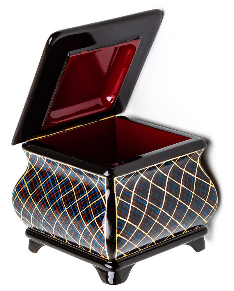 100x100mm Moscow Kremlin hand painted lacquered jewelery box (by Panferoff Studio)