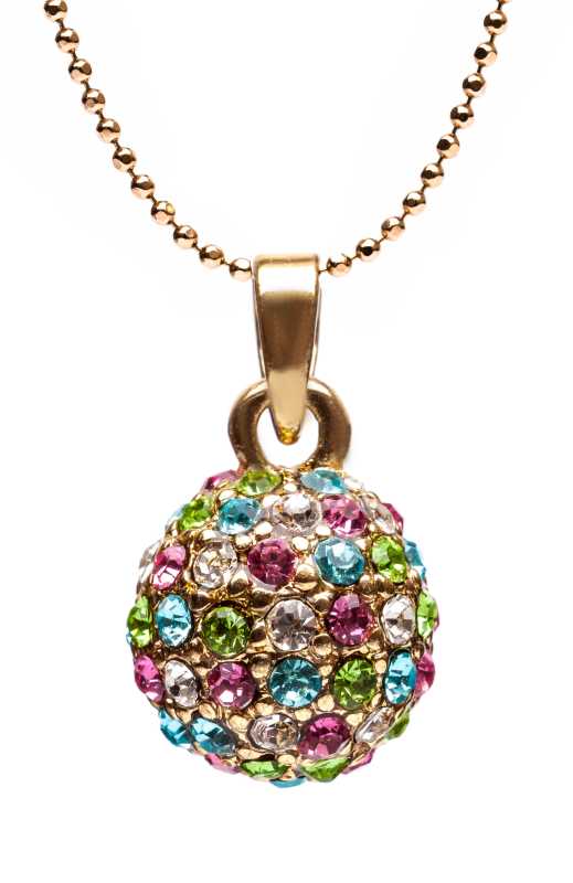 Ball with Multi-coloured Rhinestones Egg Pendant