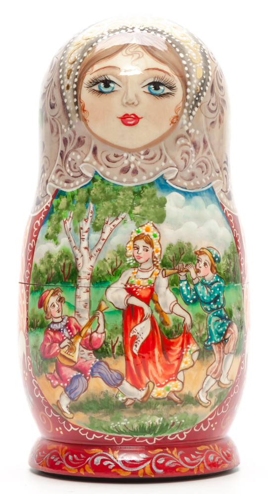 160 mm Russian Summer hand painted on Wooden Matryoshka doll 5 pcs (by Valeria Crafts)