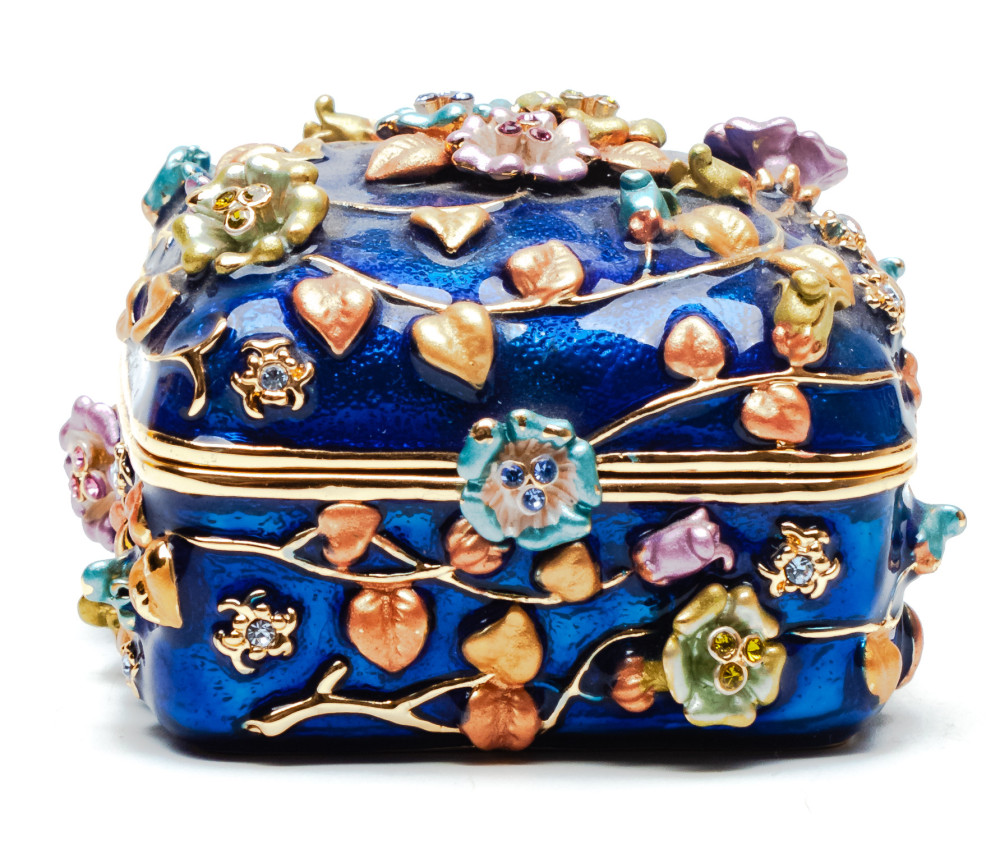 40 mm Flowers Blue Jewellery Box