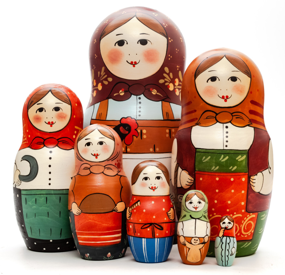 Shop Exclusive Nesting Dolls 230mm Mistress with Hen hand painted Traditional Russian Wooden Matryoshka doll 7 pcs (by Igor Malyutin) online at Skazka.site | Eligible for fast shipping and free returns. 230mm Mistress with Hen hand painted Traditional Russian Wooden Matryoshka doll 7 pcs (by Igor Malyutin)
