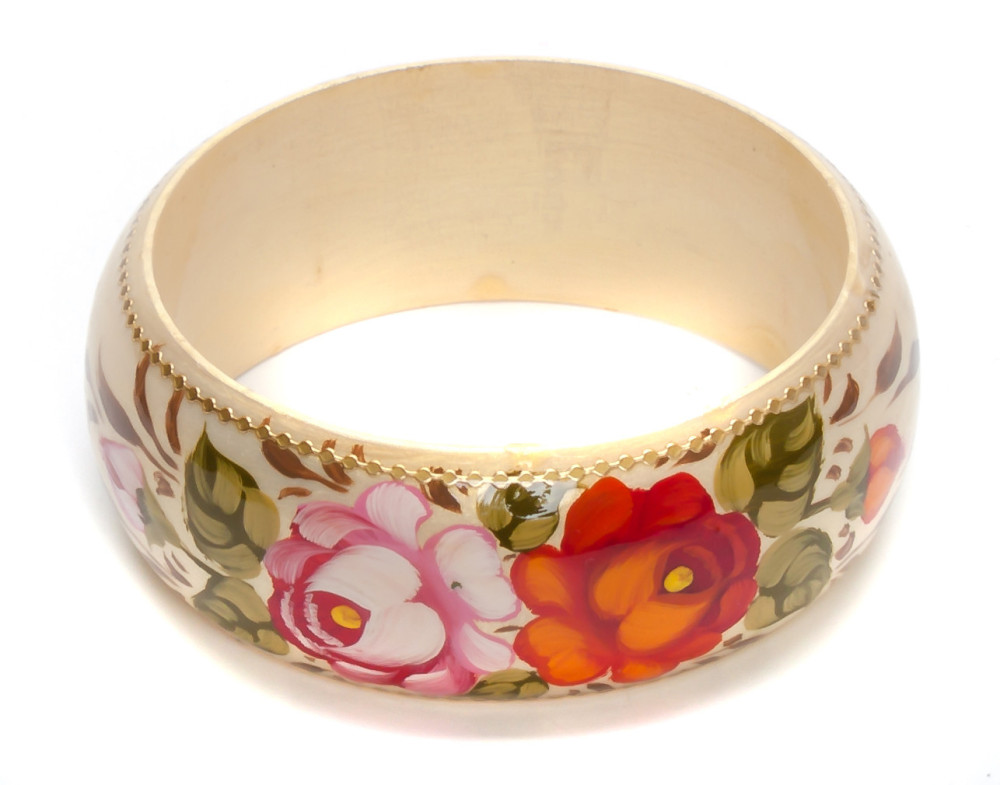  80x31 mm Zhostovo Hand Painted Bracelet (by Lada Workshop)