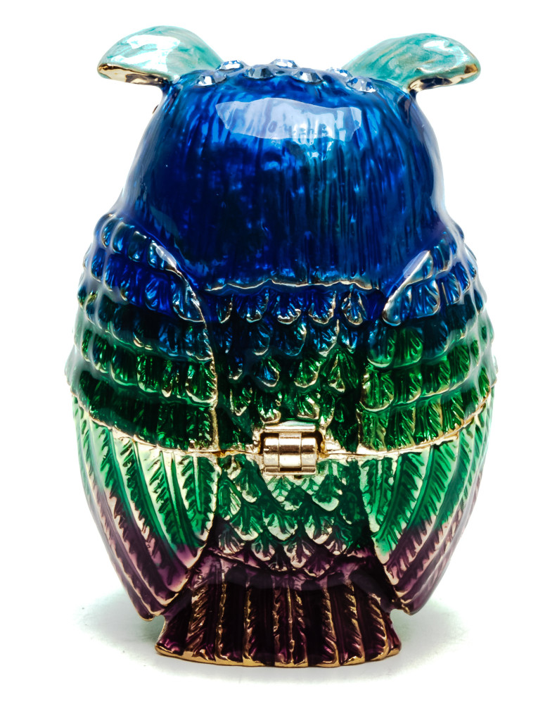60 mm Owl with the Rhinestones Blue Jewellery Box