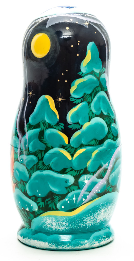  140 mm Snowmaiden Princess hand painted Matryoshka 5 pcs (by Galina Ulianova)
